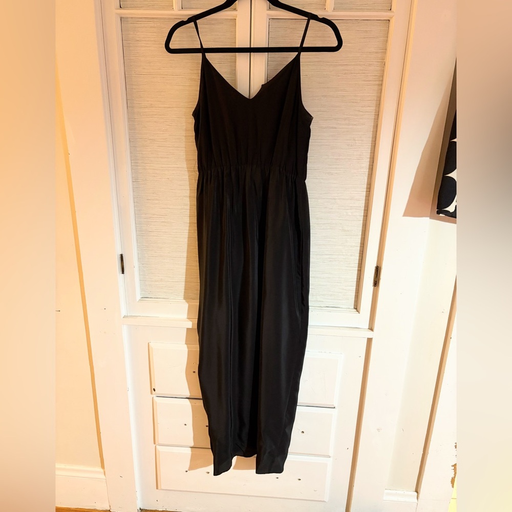 Amanda Uprichard Black Double V-Neck Maxi Dress